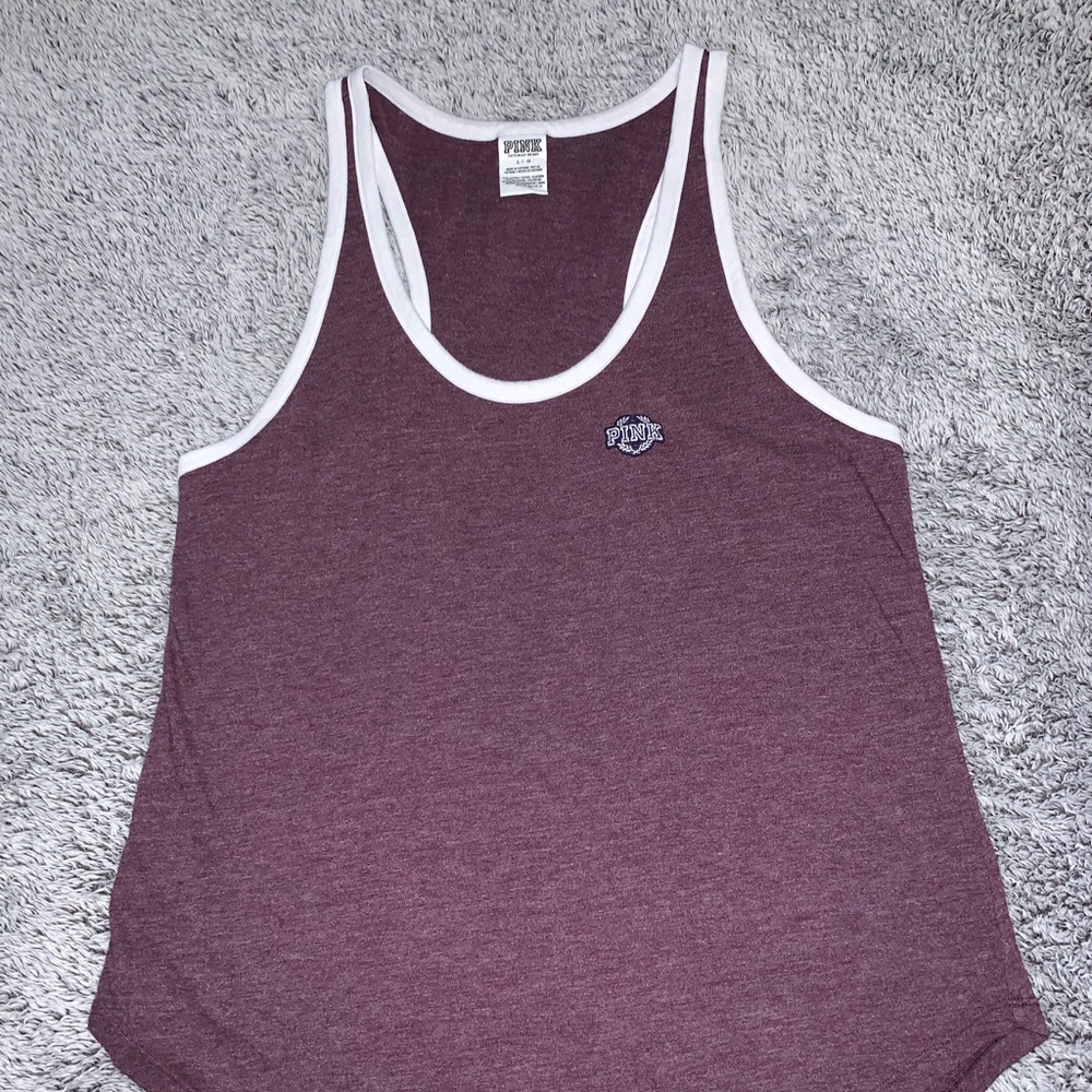 PINK - Women’s L Maroon Cotton Tank Top